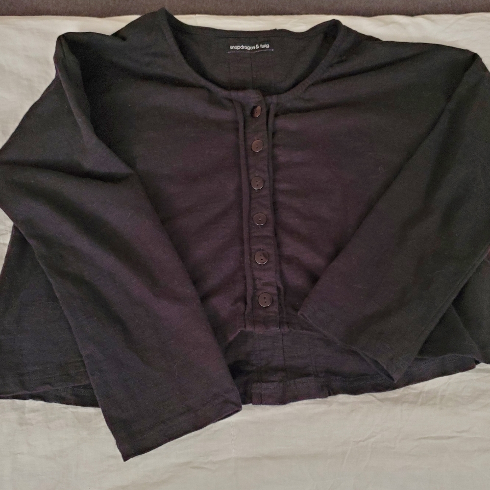 snapdragon & twig black button down cropped top